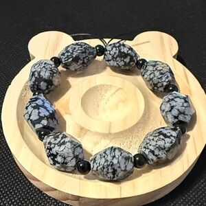 Snowflake Obsidian Beaded Bracelet